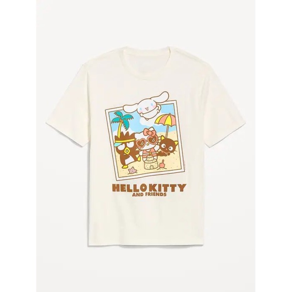 Old Navy Hello Kitty and Friends Beach Graphic T-Shirt Cream Off-White NWT - Picture 1 of 3